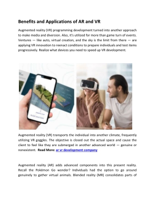 Benefits and Applications of AR and VR-converted