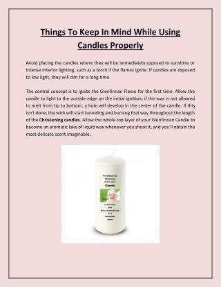 Things To Keep In Mind While Using Candles Properly