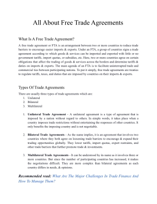 All About Free Trade Agreements