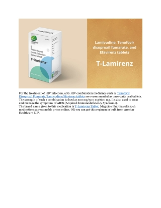 Tenofovir Disoproxil Fumarate-Lamivudine-Efavirenz tablets