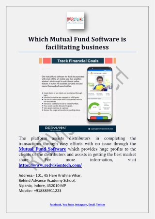 Which Mutual Fund Software is facilitating business