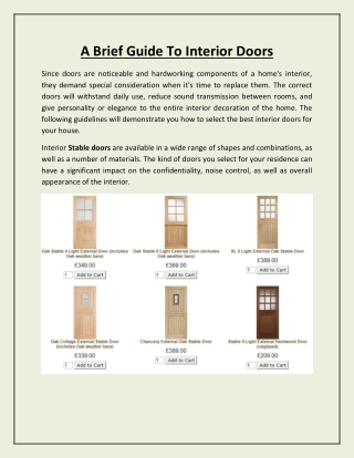 A Brief Guide To Interior Doors