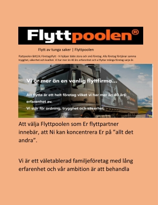 Flytt av tunga saker | Flyttpoolen