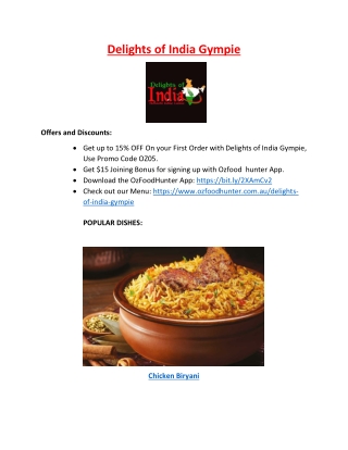 15% Off - Delights of India Gympie Indian Restaurant in Gympie, QLD