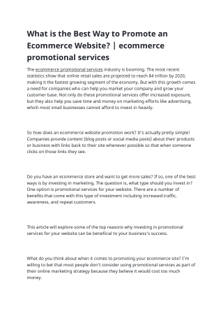 What is the Best Way to Promote an Ecommerce Website. ecommerce promotional services