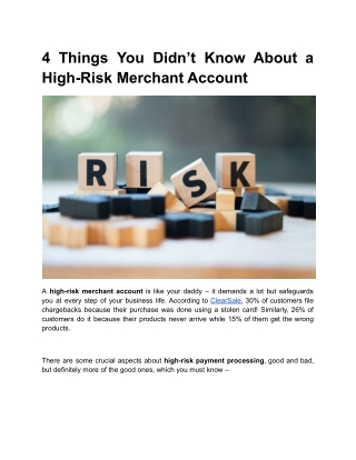 4 Things You Didn’t Know About a High-Risk Merchant Account