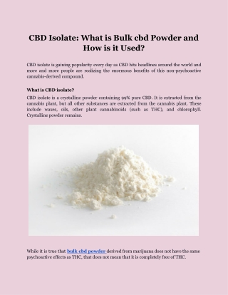 CBD Isolate_ What is Bulk cbd Powder and How is it Used