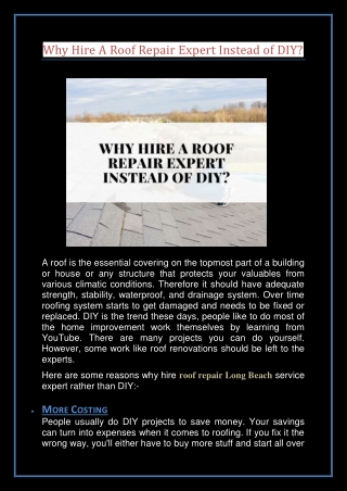 Why Hire A Roof Repair Expert Instead of DIY