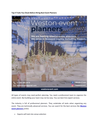 Top 4 Traits You Check Before Hiring Best Event Planners