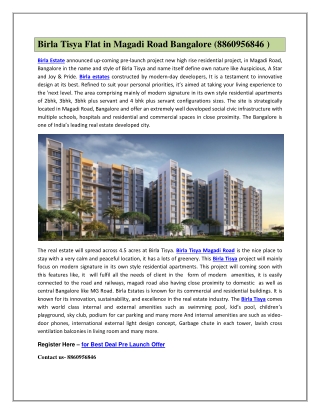 Birla Tisya Flat in Magadi Road Bangalore