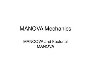 MANOVA Mechanics