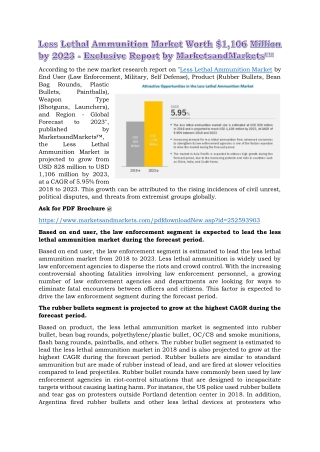 Less Lethal Ammunition Market Worth $1,106 Million by 2023 - Exclusive Report by MarketsandMarkets™