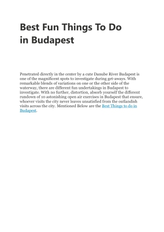 Best Fun Things To Do in Budapest