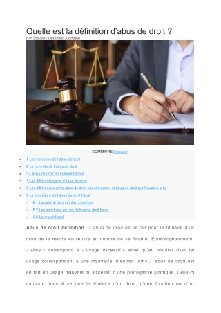 Définition juridique d’abus de droit