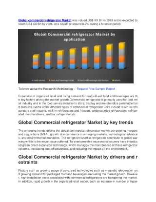 commercial refrigerator Market was valued US