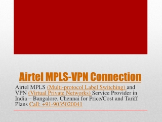 Airtel MPLS-VPN Service Provider | Cost Price/Tariff Plan