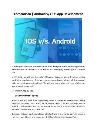 Comparison - Android vs iOS App Development
