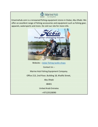 Dubai Fishing Tackle Shops  Emarinehub.com