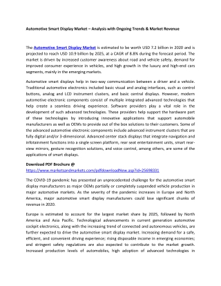 Automotive Smart Display Market – Analysis with Ongoing Trends & Market Revenue