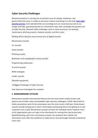 Cyber Security Challenges