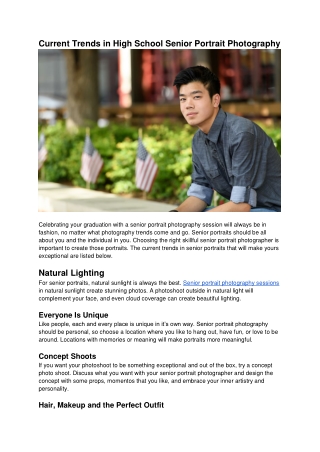 Current Trends in High School Senior Portrait Photography