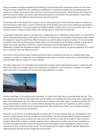 The Best Kept Secrets About piling companies