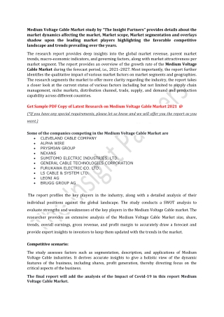 Medium Voltage Cable Market