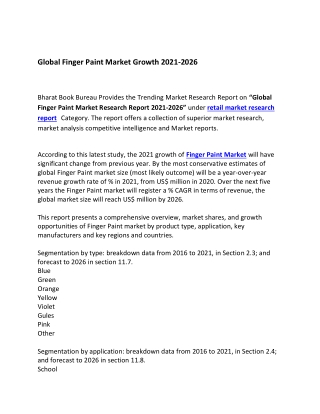 Global Finger Paint Market Forecast to 2021-2026