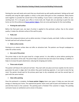 Tips for Attractive Painting A Newly Constructed Building Professionally