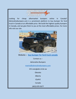 Buy Bumper for Ford Truck Canada | Adrenalinebumpers.com