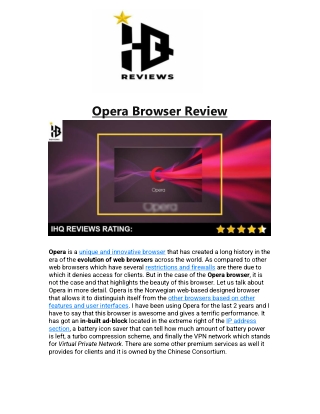 Opera Browser Review