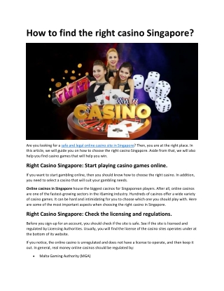 How to find the right casino Singapore?