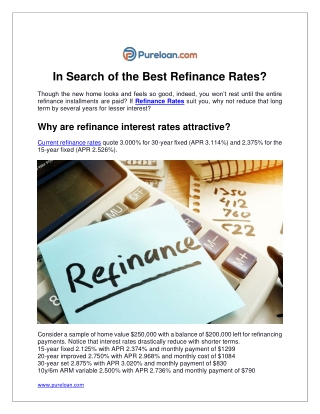 In Search of the Best Refinance Rates?