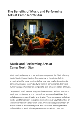 Music and Performing Arts at Camp North Star