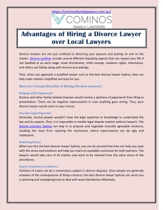 Advantages of Hiring a Divorce Lawyer over Local Lawyers