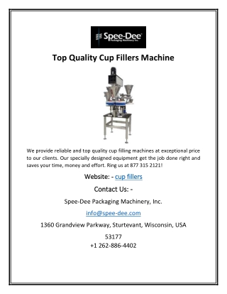 Top Quality Cup Fillers Machine