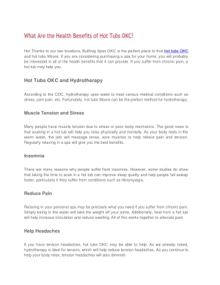 What Are the Health Benefits of Hot Tubs OKC