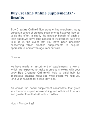 Buy Creatine Online Supplements and get Results
