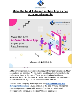Make the best AI-based mobile App as per your requirements