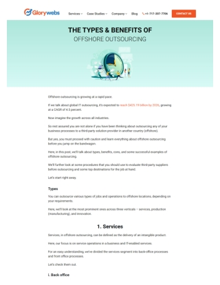 Types and Benefits of Offshore Outsourcing