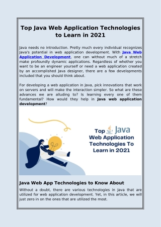 Top Java Web Application Technologies to Learn in 2021