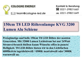 150cm T8 LED Röhrenlampe KVG 3200 Lumen Alu Schiene