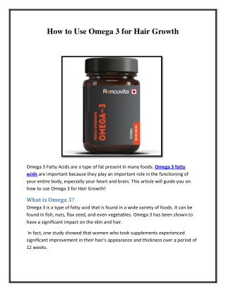 How to Use Omega 3 for Hair Growth