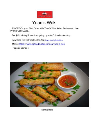 5% Off - Yuan's Wok Asian Restaurant Menu Kelvin Grove, QLD (1)