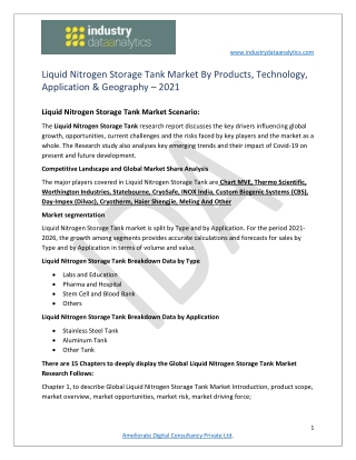 Liquid Nitrogen Storage Tank Market Growth Analysis, Projection & Forecast