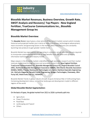 Biosolids Market Business Growth, Competitive Landscape and Forecast 2026