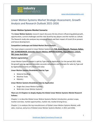 Linear Motion Systems Market Size, Share & Trends Analysis 2021-2026