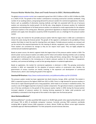 Pressure Washer Market Size, Share and Trends Forecast to 2026