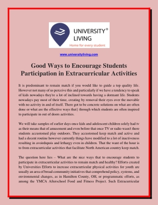 Good Ways to Encourage Students Participation in Extracurricular Activities