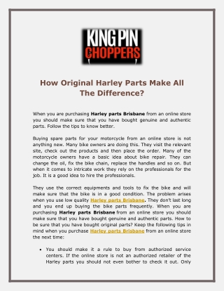 How Original Harley Parts Make All The Difference